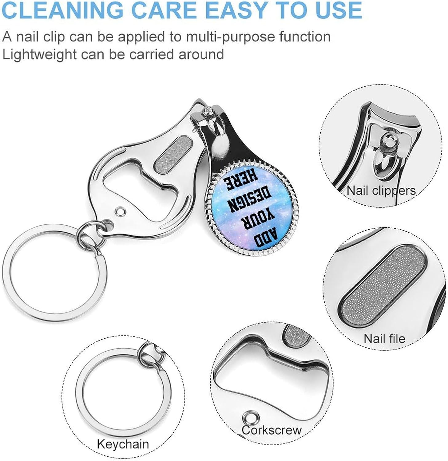 Personalized Nail Clipper Keychain Bottle Opener - Custom Photo, Logo, or Text - for Weddings, Breweries, Bars, Anniversaries, Parties, Restaurants, Nail Salons, Guests, Travel - Image 3