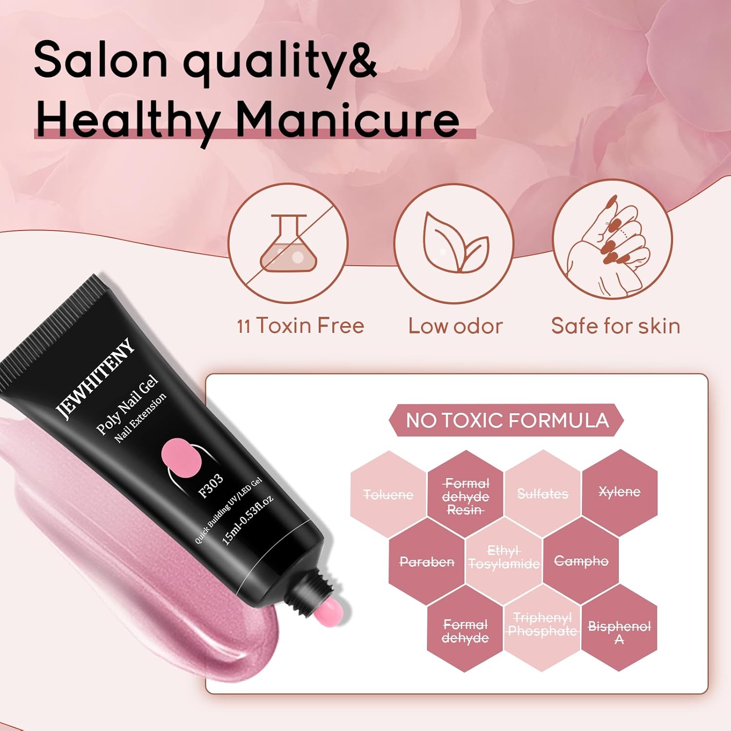 JEWHITENY 14 Colors Poly Extension Gel Nail Kit With U V Lamp Nude Pink White Brown All In One Poly Gel Starter Kit With Base Top Coat Manicure Salon Frence Nail Art DIY - Image 9