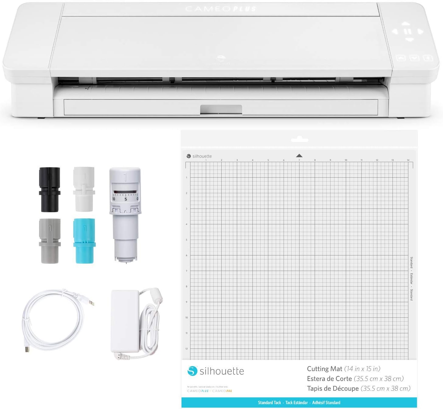 Silhouette Cameo 4 Plus 15 Inch Version - 15" Cutting Mat, Power cords, Built in Roll Feeder, Silhouette Studio Software