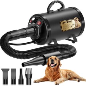 PETNF Dog Dryer for Pet Grooming, Dog Hair Dryer Blower Dog Blow Dryer High Velocity Air Forced Blow Dryer for Large Dogs,Noise Reduction Pet Hair Dryer 3.2HP Adjustable Speed Temp Dogs Grooming Bath