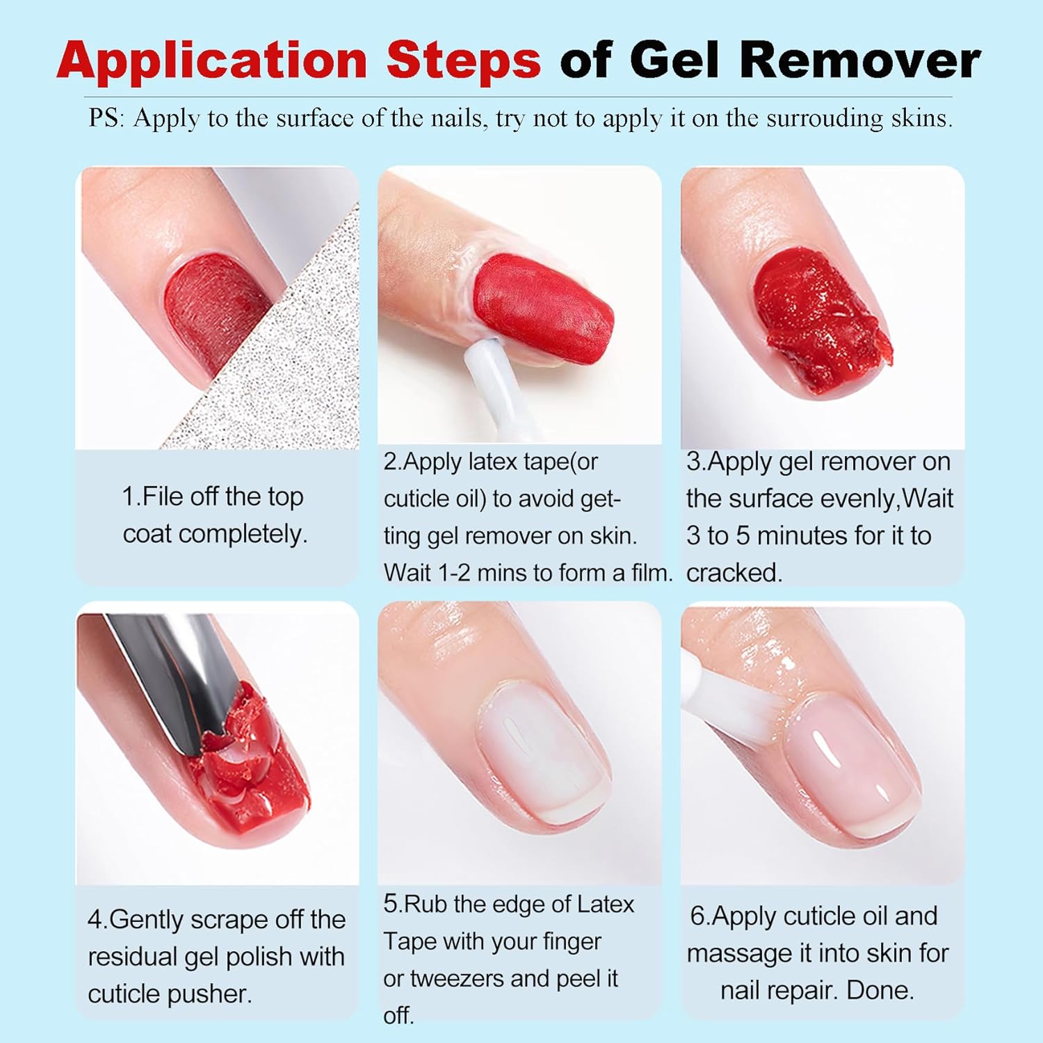 Gel Polish Remover, Gel Remover Kit Includes Cuticle Oil and Nail Polish Remover Tool No Soaking or Wrapping Removes Gel Polish in 2-5 Minutes - Image 7