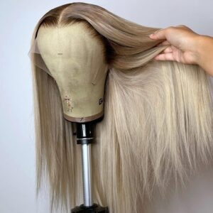 koinu Ash Blonde Wig Human Hair 13x4 Transparent Lace Front Wigs Human Hair 200% Density Ash Blonde Straight Lace Front Wigs for Women Ombre Blonde Colored HD Lace Frontal Wig Pre Plucked 26 Inch