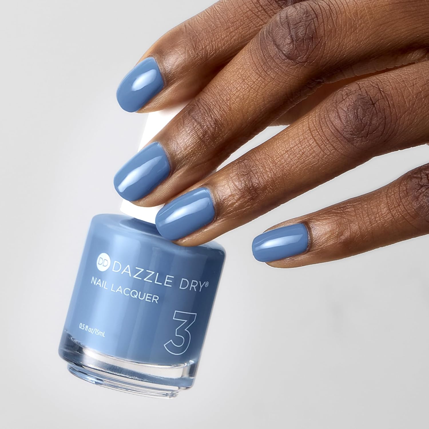 Dazzle Dry Nail Lacquer (Step 3) - Varsity Blues - A muted light denim. Full coverage cream. (0.5 fl oz) - Image 5