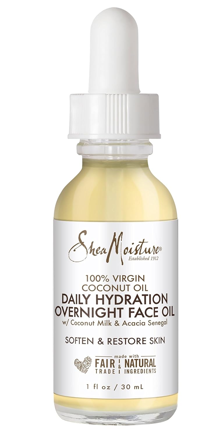SheaMoisture Overnight Face Oil for All Skin Types 100% Virgin Coconut Oil for Daily Hydration 1 oz