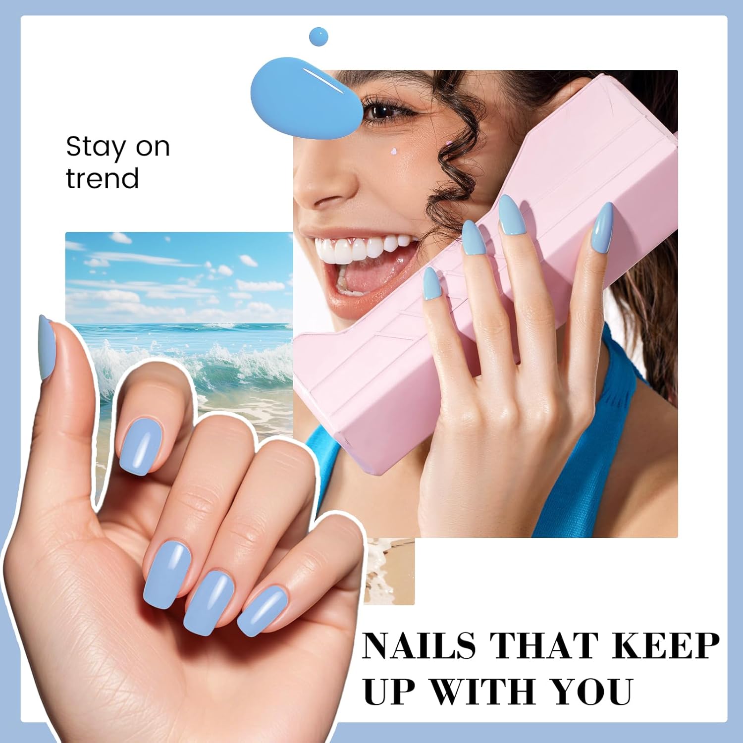 18ml Hema-Free Baby Blue Gel Nail Polish for Women, Long Wear Soak Off UV Gel - Image 5