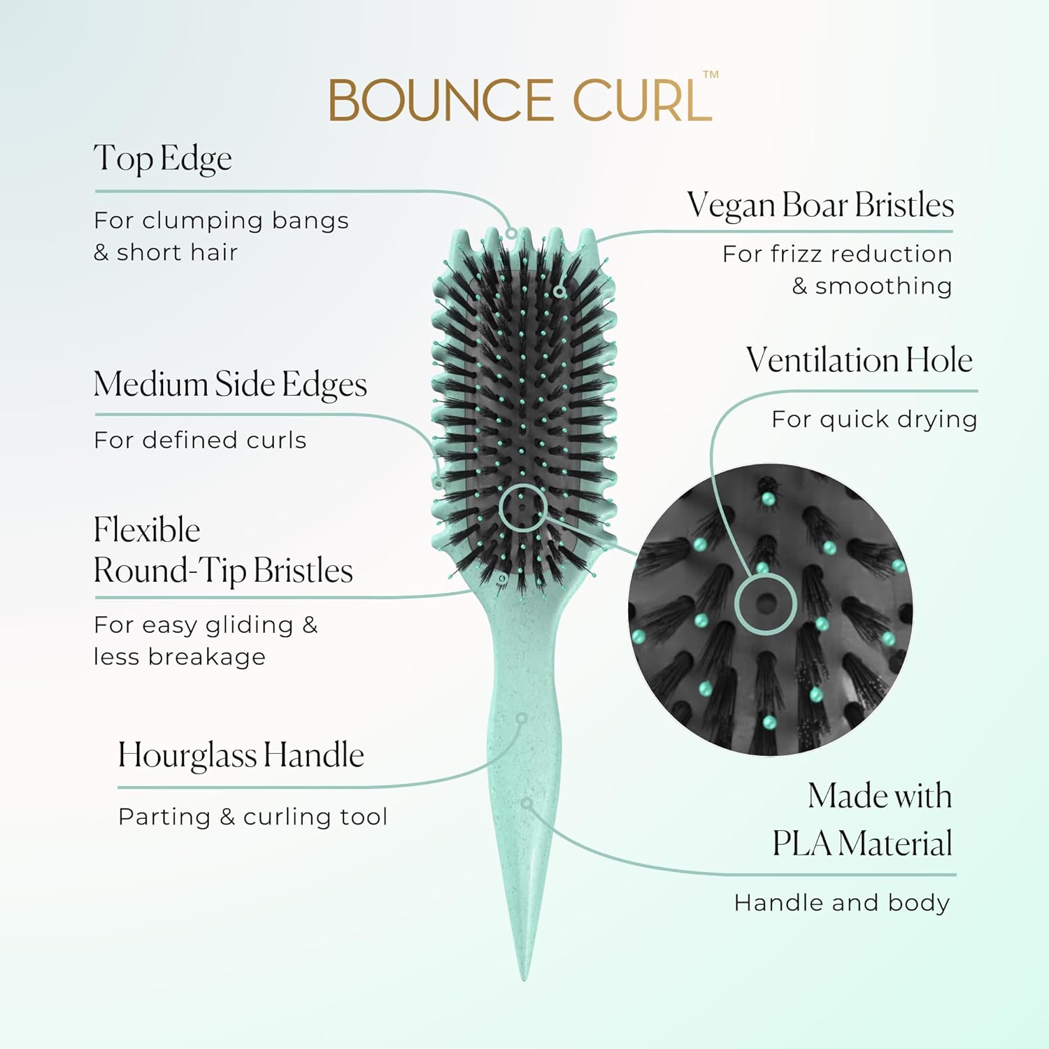 Bounce Curl Define EdgeLift Brush, 5-in-1 Tool for Effortlessly Defined Curls, Waves & Coils, Reduces Frizz - Pink - Image 2