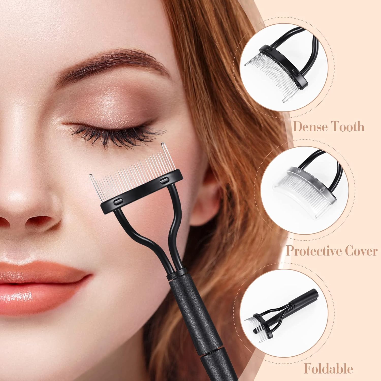 Eyelash Curlers with Comb Eyebrow Brush Kit for Women Lash Curler Eyelash Comb Seperator Mascara Brushes Eyebrow Brush and Comb Silicone Refills Pads - Image 3