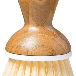 Full Circle Bubble Up - Bamboo Dish Brush – Ergonomic Palm Scrubber with Handle for Kitchen Cleaning, White, Pack of 1