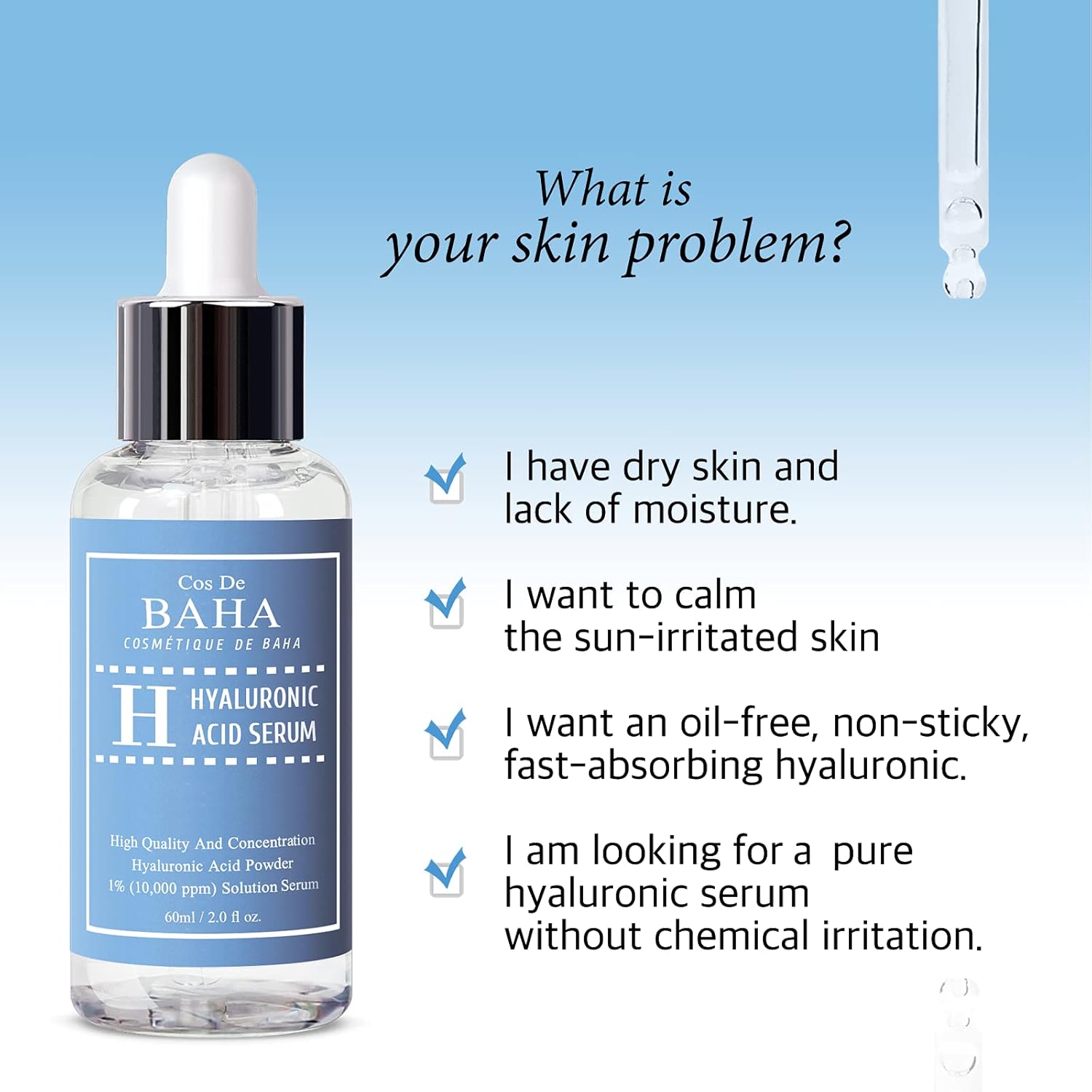 Pure Hyaluronic Acid 1% Serum 10,000ppm - Hydrating Face Serum for Fine Lines - Intense Moisture Facial Serum for Visibly Plumped Skin, 2 Fl Oz (60ml) - Image 3