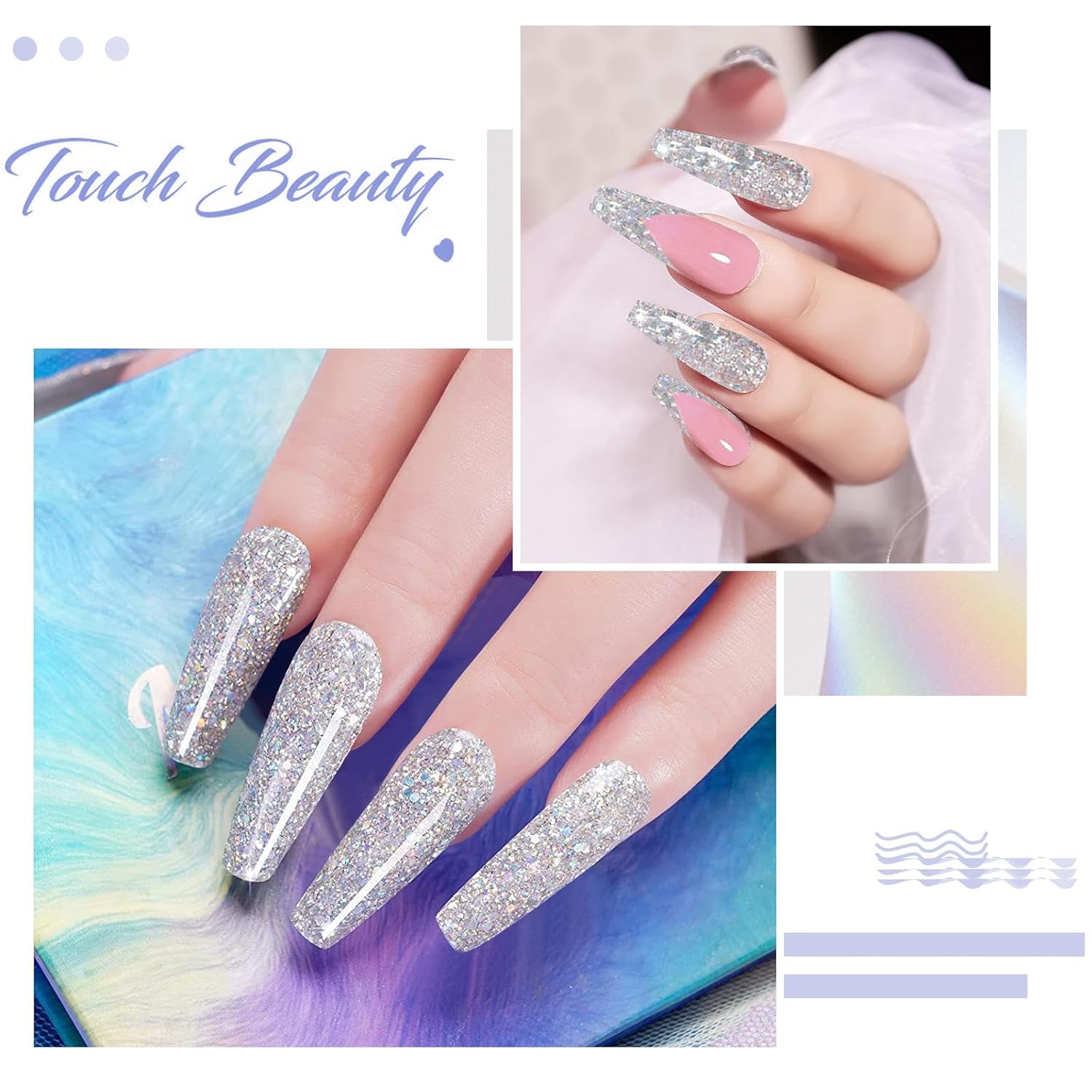 Honey Joy 28g/box Color Acrylic Powder Professional Holographic Silver Glitter Acrylic Nail Manicure Powder for Nail Extension Acrylic Nail System,HJ-NAP017-No.37 - Image 4