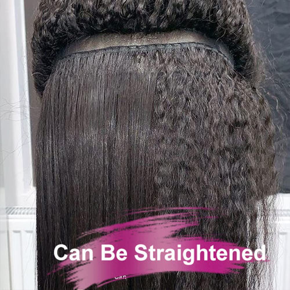 GOLFMAX Kinky Straight Lace Front Wigs Human Hair Pre Plucked With Baby Hair 180% Density Yaki Straight 13x4 Transparent HD Glueless Lace Wig Human Hair Wigs For Black Women 24 Inch - Image 7