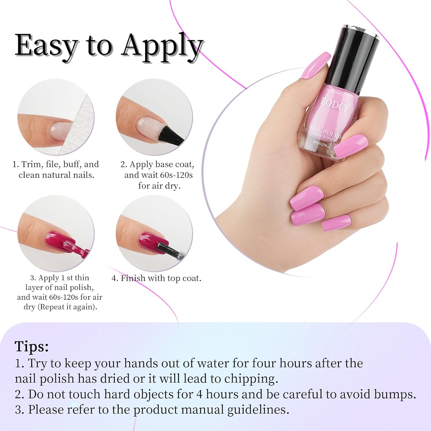 16 Piece Quick Dry Nail Polish Set 15 Vibrant Colors with 2in1 Base Top Coat - Image 6