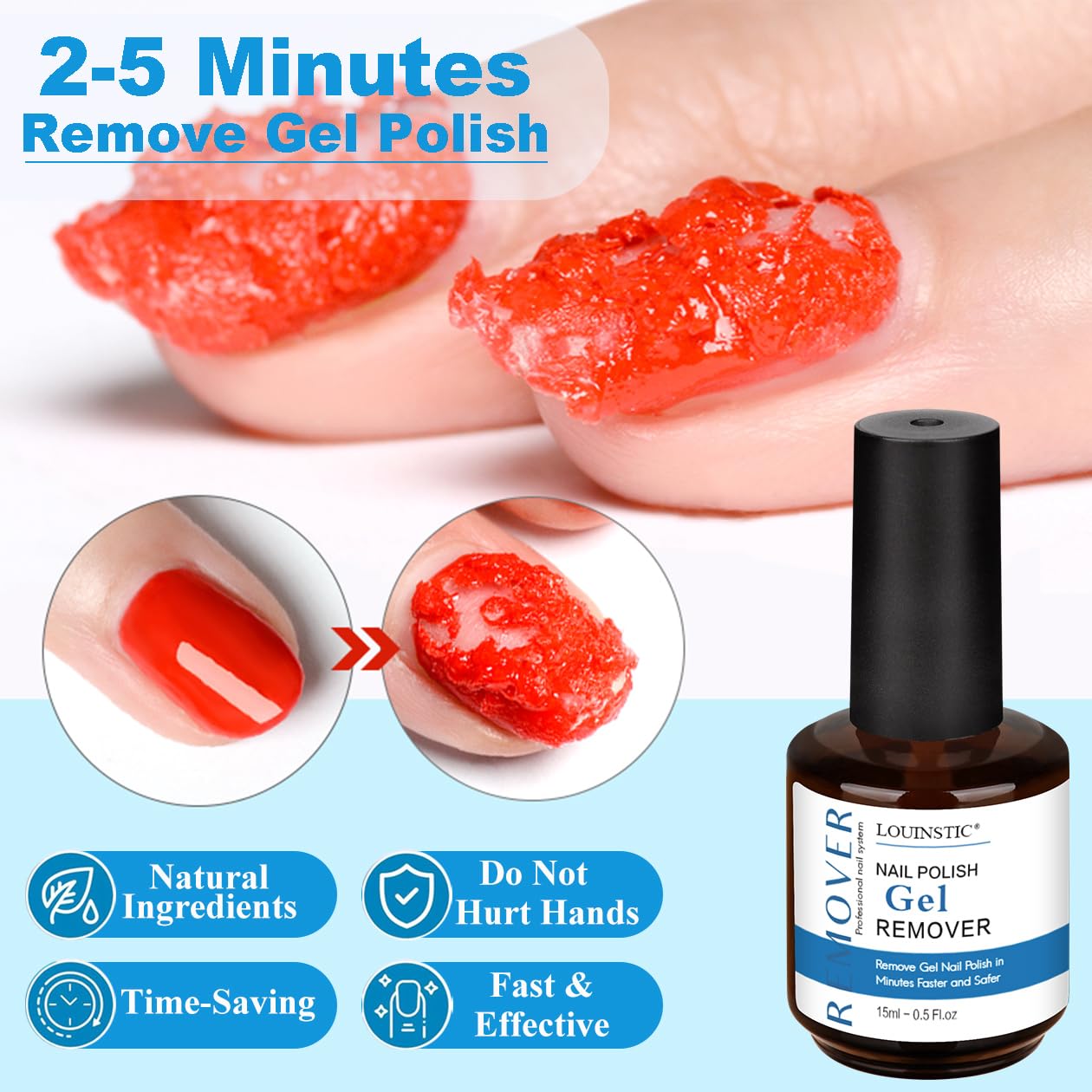 Fast-Acting Gel Nail Polish Remover and Cuticle Oil, 3-5 Minute Professional Formula - Image 2