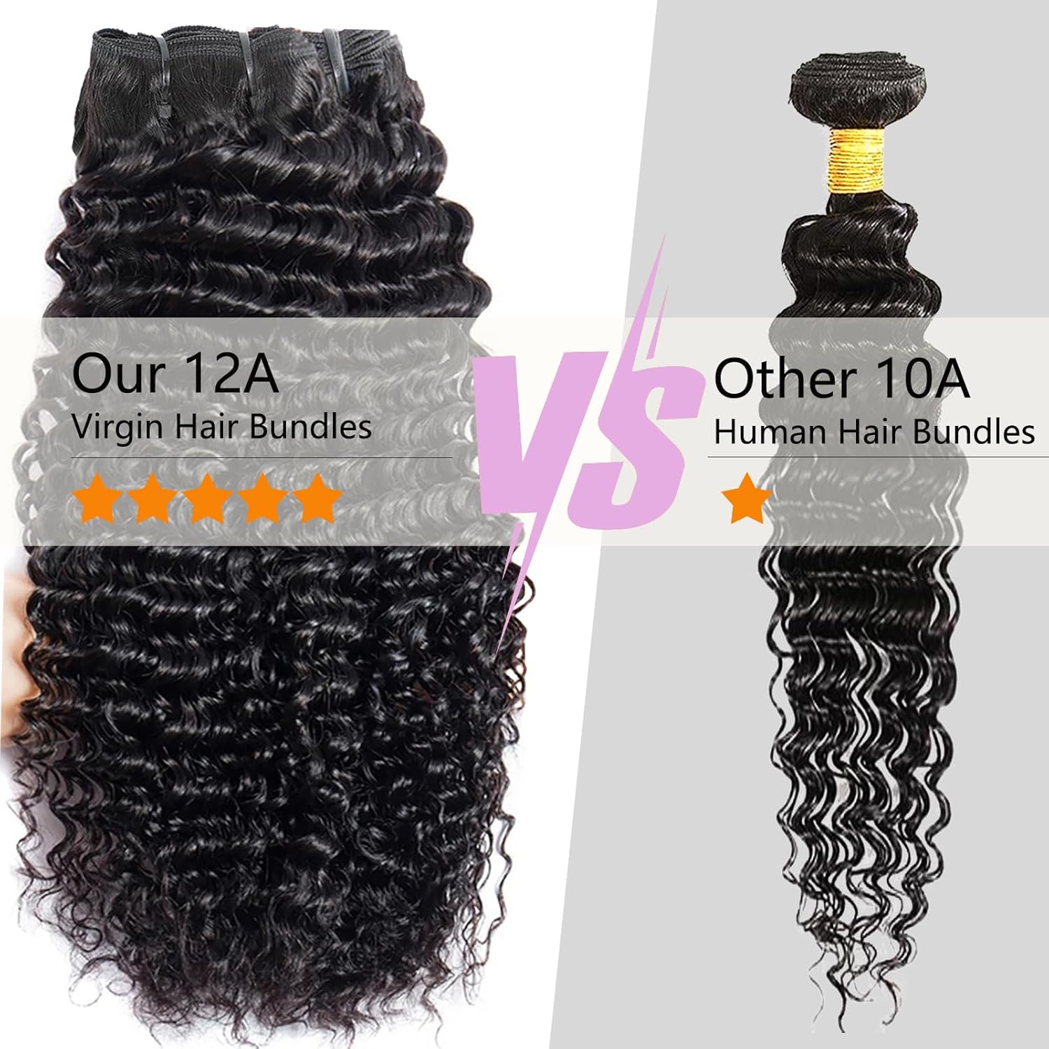 Deep Wave Bundles Human Hair 16 18 20 Inch Deep Curly Bundles 12A Grade 100% Unprocessed Brazilian Virgin Hair Wet and Wavy Bundles Double Weft Natural Black Color - Image 3