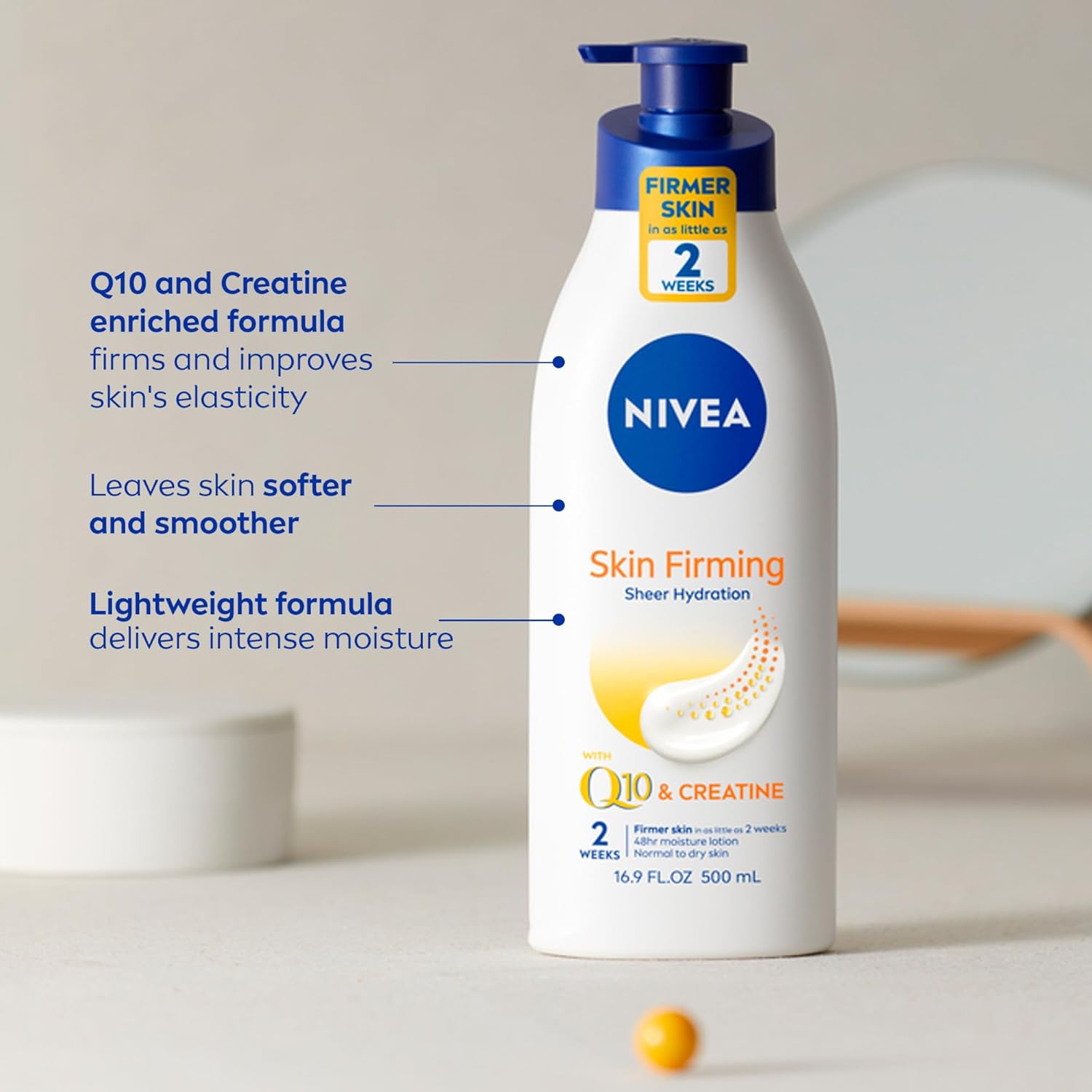 NIVEA Sheer Hydration Skin Firming Body Lotion (16.9 Fl Oz) + Skin Firming & Toning Body Gel Cream with Hyaluronic Acid (6.7 Oz), Enriched with Q10 and Vitamin C - Image 6