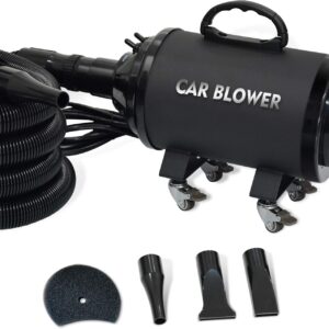 SHELANDY Powerful Motorcycle & Car Dryer with 14 Foot Flexible Hose & Wheels - for Auto Detailing and dusting,black