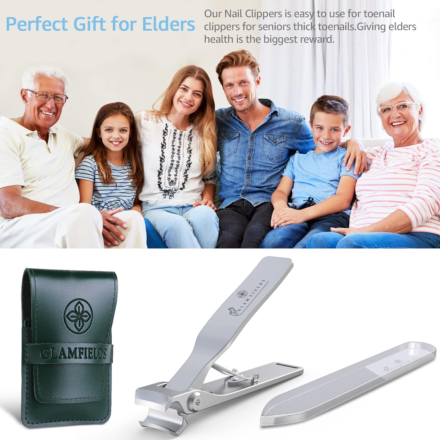 GLAMFIELDS Nail Clippers, 17mm Wide Jaw Opening Toenail Clippers for Seniors Thick Toenails/Ingrown Toenail Treatment, Heavy Duty Fingernail Clipper for Manicure, Pedicure, Men & Women Big(Silver) - Image 9