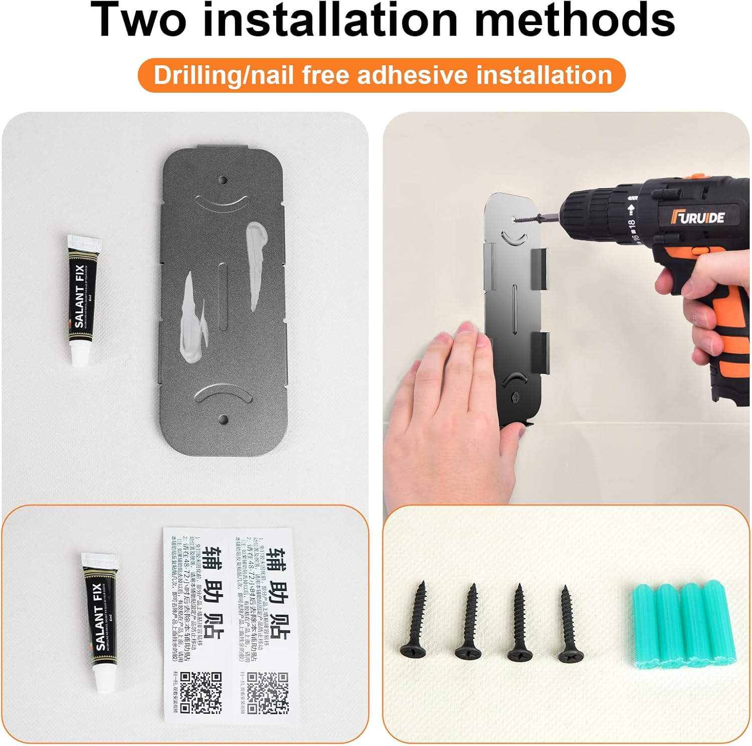 Adjustable Blow Dryer Holder Wall Mounted Storage,Bathroom Blow Dryer Holder,Height Angle,Metal Material Compatible with 99% Hair Dryer Hanger, Suitable for countertop use - Image 16