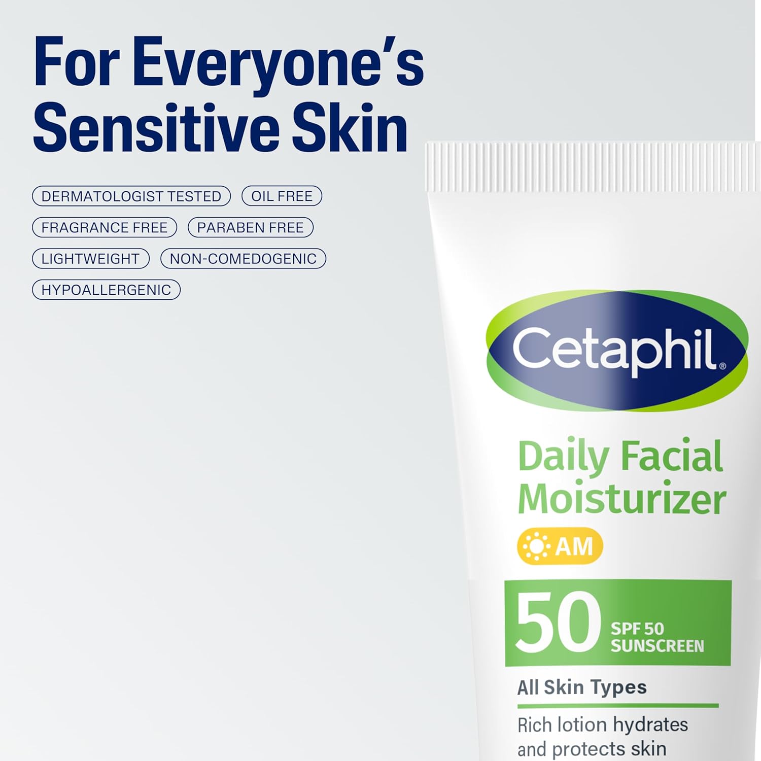 Cetaphil Daily Facial Moisturizer SPF 50, 1.7 Fl Oz (Pack of 2), Gentle Facial Moisturizer For Dry to Normal Skin Types, No Added Fragrance, Dermatologist Recommended (Packaging May Vary) - Image 7