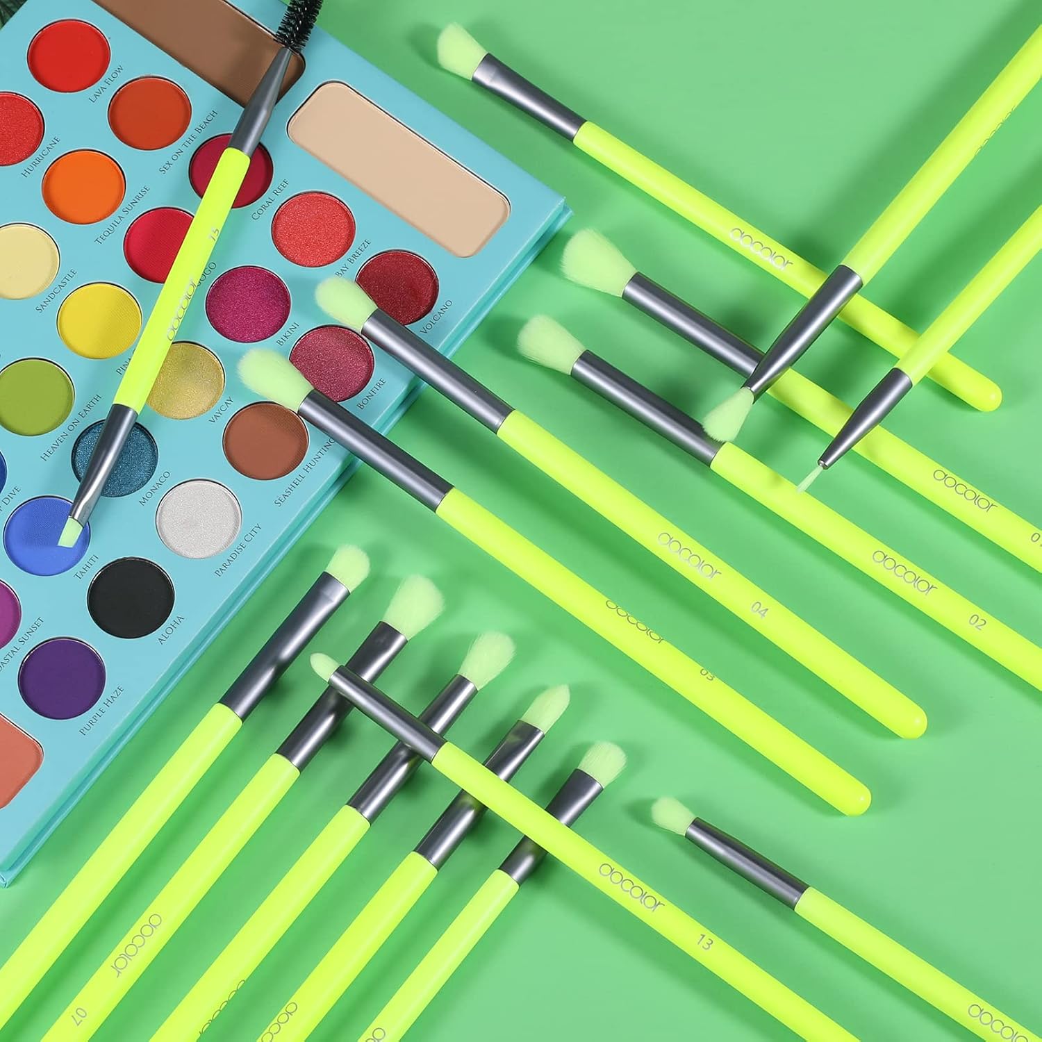 Docolor Eyeshadow Brush Set 15Pcs Eye Makeup Brushes Professional Makeup Brush Set Eye Shadow Blending Concealer Eyebrow Eyelash Eye Liners Premium Synthetic Eyeshadow Crease Brow Brush, Neon Green - Image 8