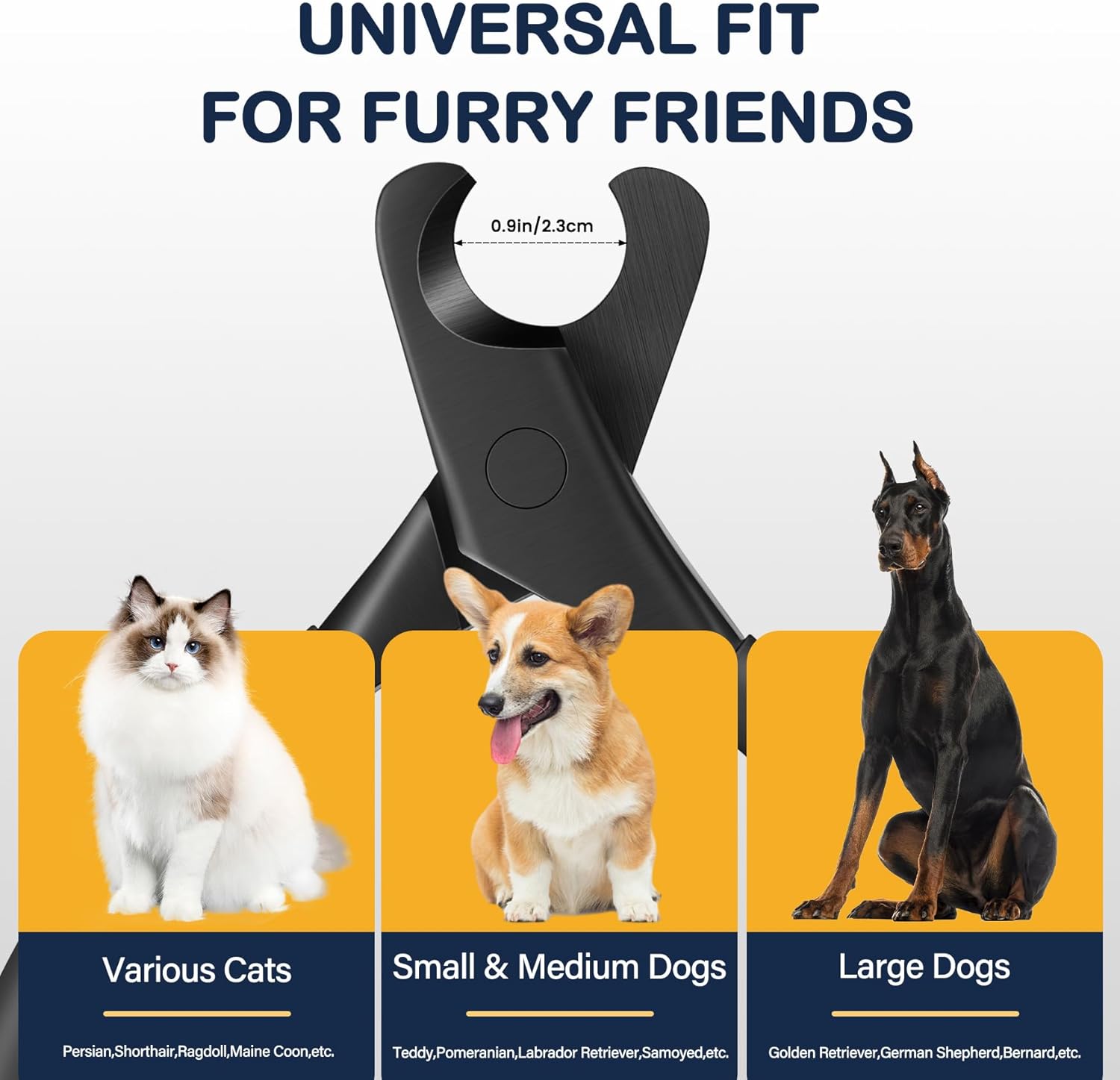 BEZOX Professional Pet Nail Clippers, Premium Sharp & Safe Pets' Paw Trimmer for Large Dogs and Small Animals, Soft Grip Cat Claw Cutter with Built-in Spring - Black Handle - Image 3