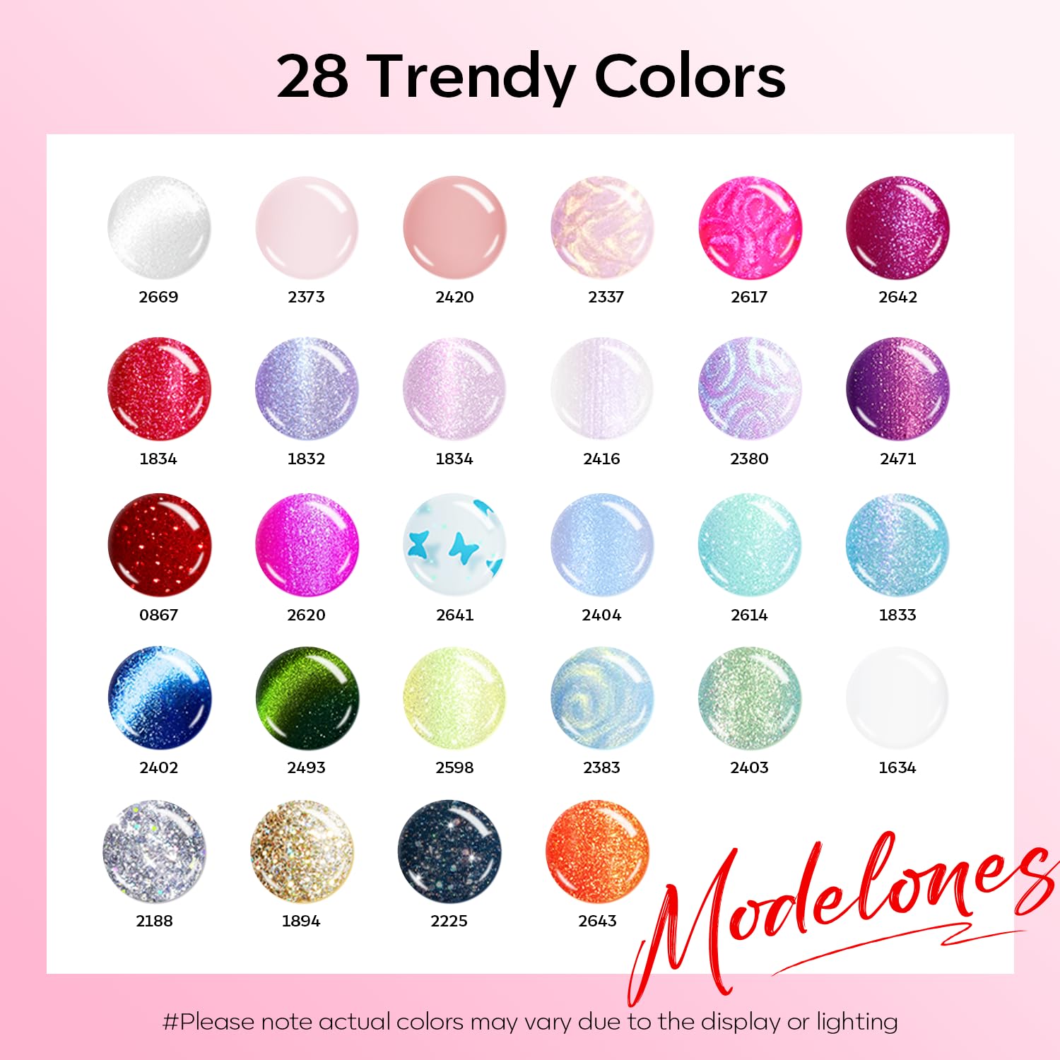 Modelones 32 PCS Summer Gel Nail Polish Set, 28 Colors Glitter Cat Eye Jelly Pearl Chameleon Gel Polish with Magnet, No Wipe Base Coat, Glitter & Glossy & Matte Top Coat Soak Off Nail Art Kit - Image 2