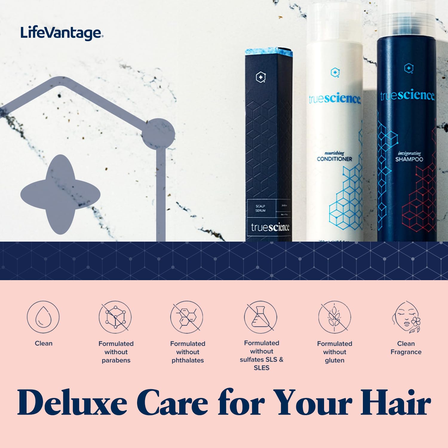 LifeVantage TrueScience Hair Care System Includes TrueScience Nourishing Hair Shampoo 250ml, Conditioner 250ml and Scalp Serum 50ml. - Image 6