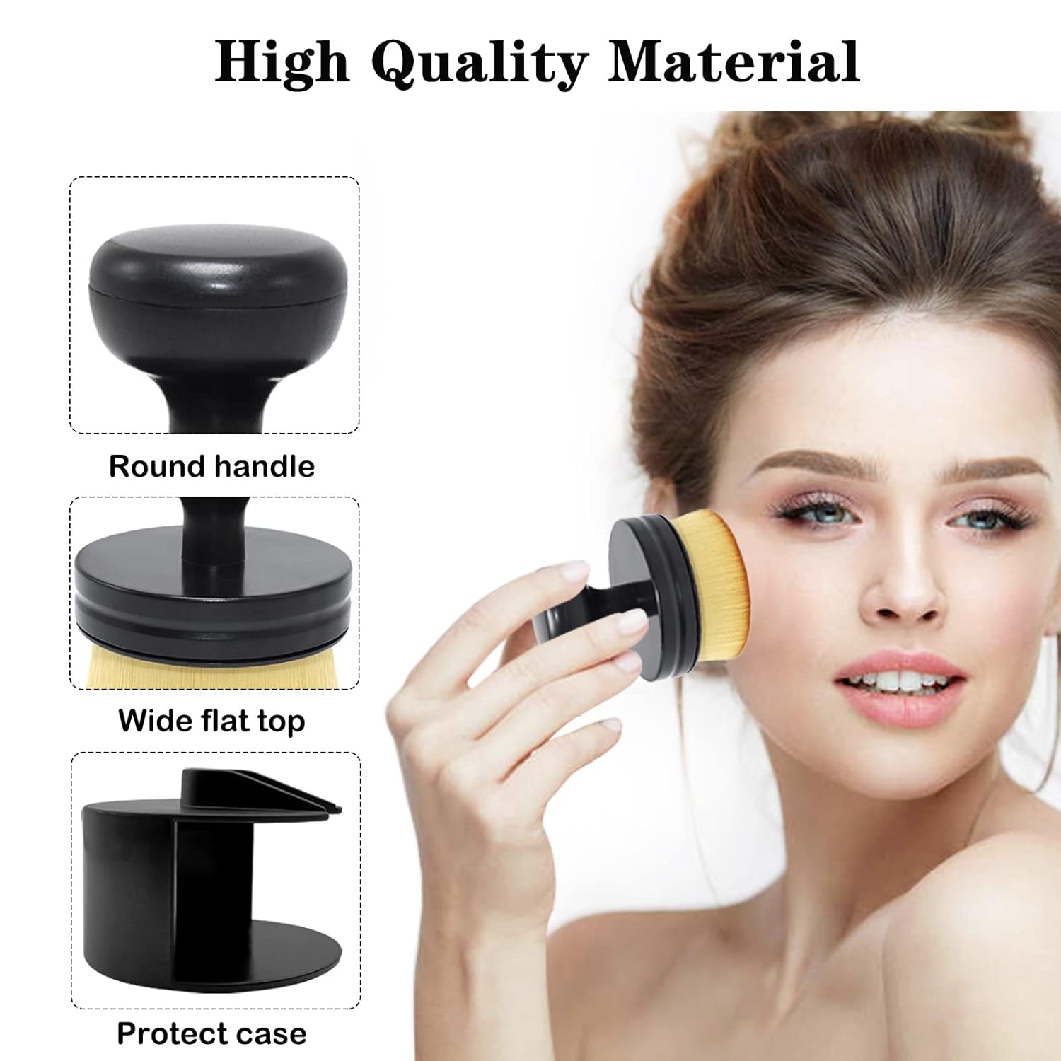 Falliny Makeup Brush, Large Full Coverage Self Tanner Foundation Brushes Travel Kabuki Powder Brush for Face Body, Blending Liquid, Bronzer,Sunscreen,Cream or Flawless Powder Cosmetics - Image 3