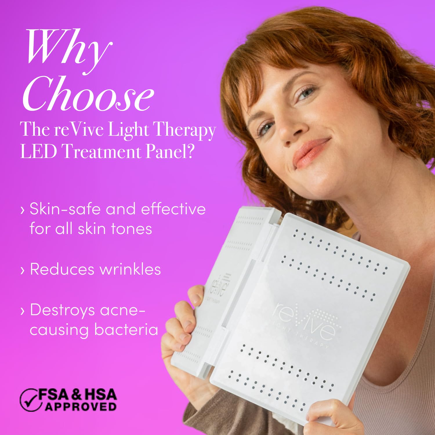 reVive dpl lla Blue & Red Light Therapy Device for Face | 3-in-1 Anti-Aging Wrinkle Reduction Light Panel | 3-Minute LED Acne Treatment - Image 4
