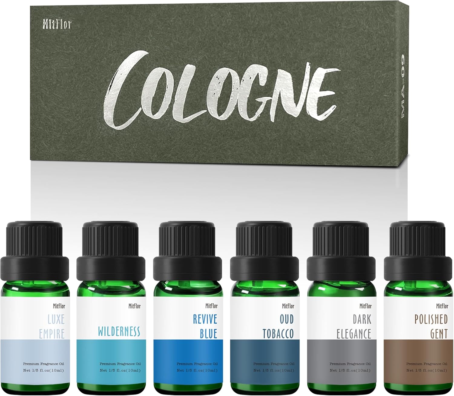 Fragrance Oil, MitFlor Cologne Perfume Oils for Men, Scented Essential Oils for Diffusers for Home, Soap & Candle Making Scents, Aromatherapy Diffuser Oils Gift Set, 6 * 10ml