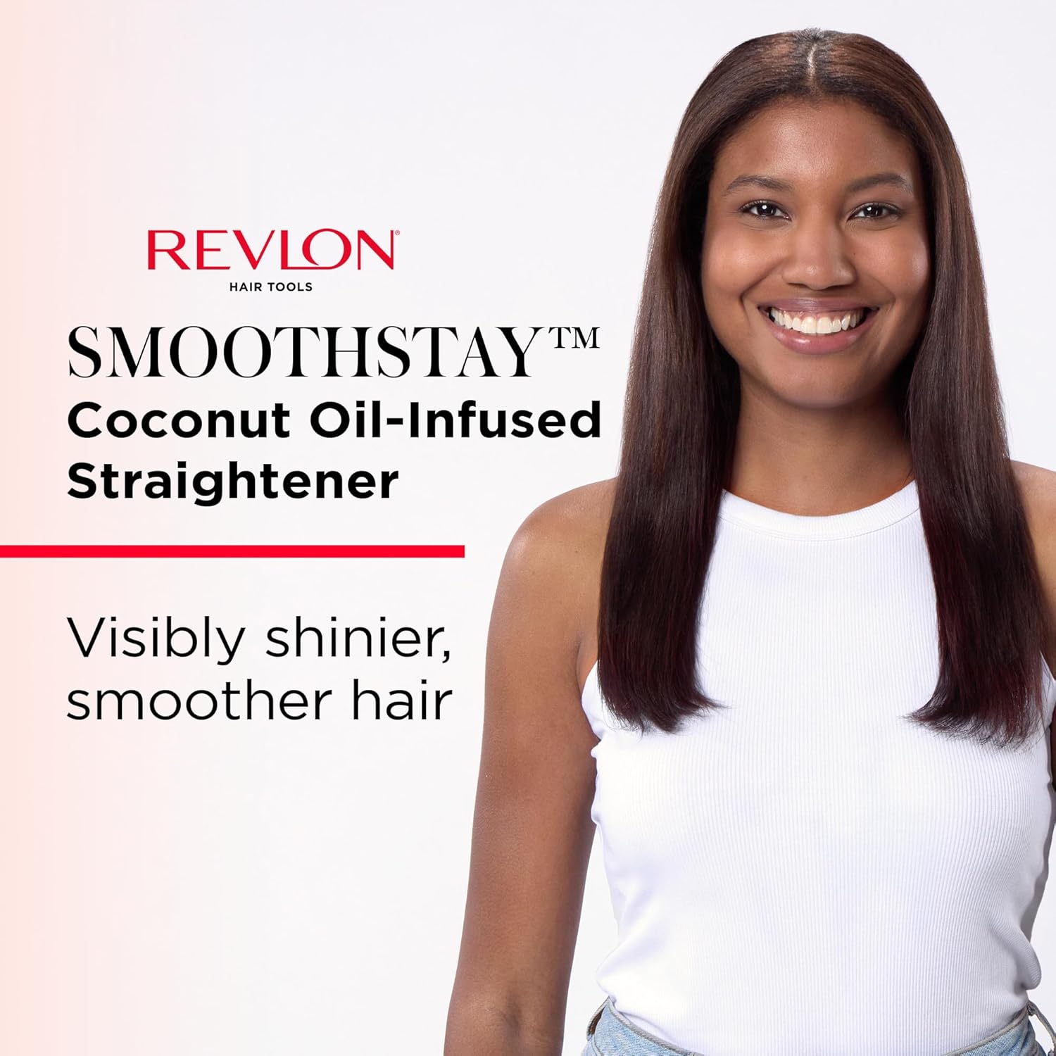 REVLON SmoothStay Coconut Oil Infused Hair Straightener - Flat Iron Hair Straightener for Sleek Straight Hairstyles, Enhanced Shine and Moisture (1 in) - Image 2