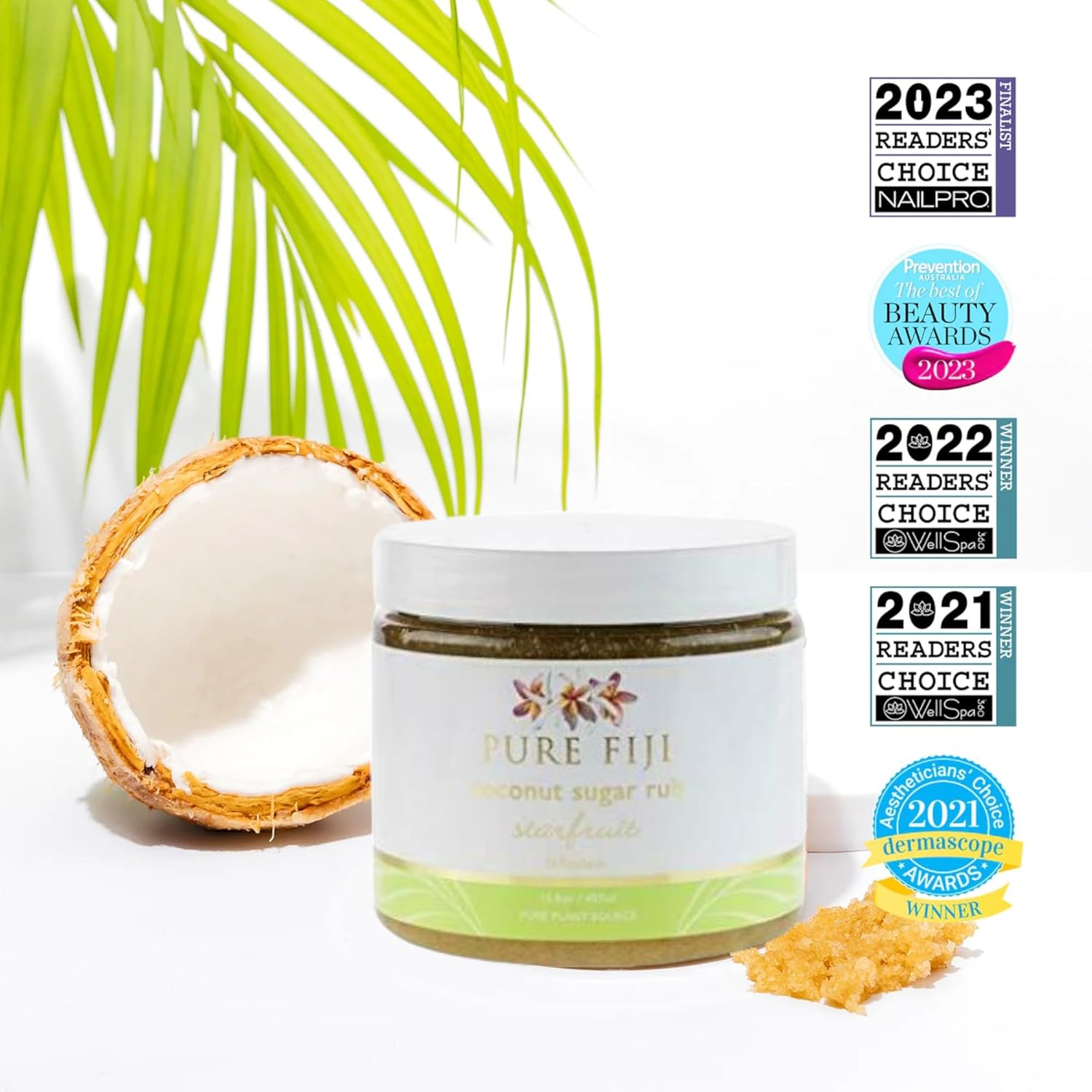 Pure Fiji Coconut Sugar Body Scrub - Body Exfoliator Scrub Natural Origin for Smooths and Softens Skin - Organic Exfoliating Sugar Scrub for Body, Starfruit, 15.5 Oz - Image 4