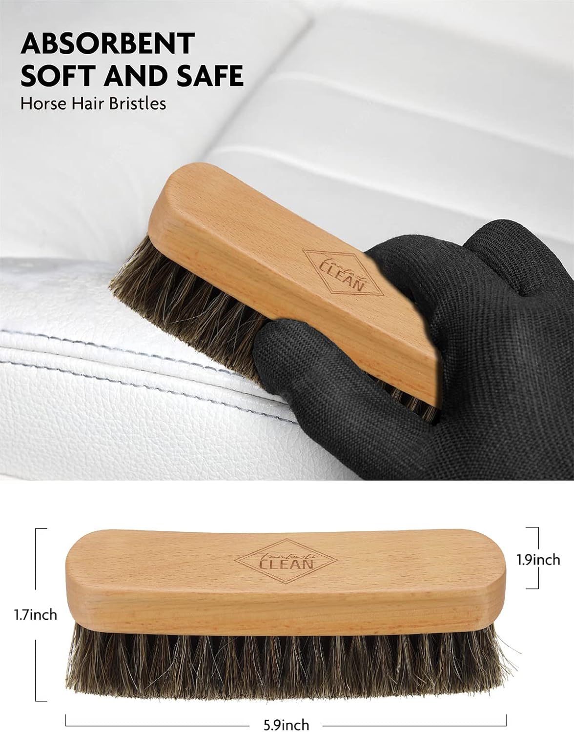 Fantasticlean 9PCS Car Interior Detailing Set, Microfiber Cloth & Applicator, Single-Head Detailing Brushes, Natural Bristles, Scratch-Free & Ultra-Soft for Seats Leather Care or Cleaning - Image 4