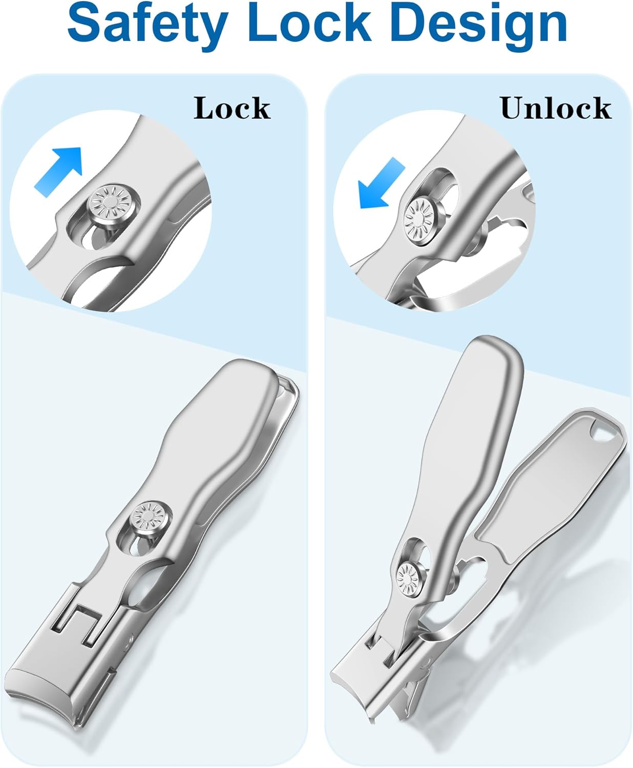 Nail Clippers for Seniors Thick Nails - Sharp Heavy Duty Large Wide Jaw Fingernail and Toenail Clippers with Catcher, for Adults, Men & Women (Silver) - Image 6