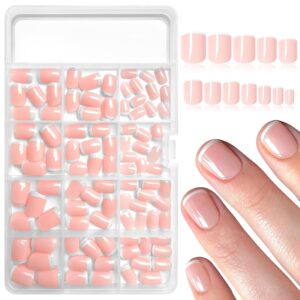 White French Tip Press on Nails Short Square Fake Nails, Glossy Square Nails Press on Full Cover Acrylic French Tip Nails Short False Nail Tips 240pcs Glue on Nails
