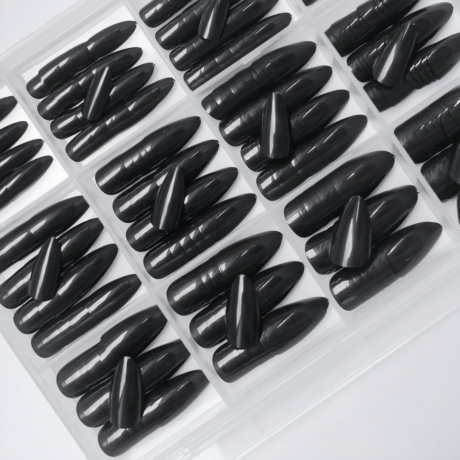 AddFavor 360pcs Almond Press on Nails Short Fake Nails, Black Short Almond Nails Press on Acrylic False Nail with Glue Adhesive Tabs for Women Girls - Image 5