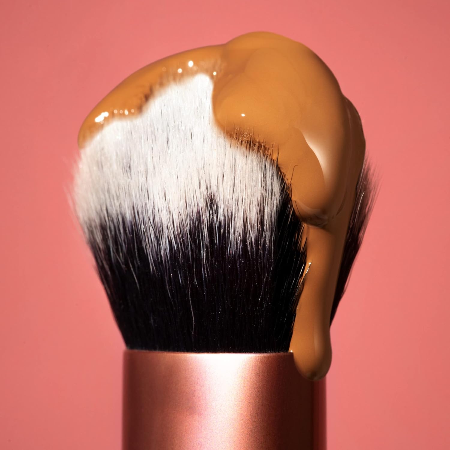 Real Techniques Expert Face Professional Foundation Makeup Brush for Even Streak Free Application, Dense Bristles For Buffing, Orange, 1 Count - Image 4
