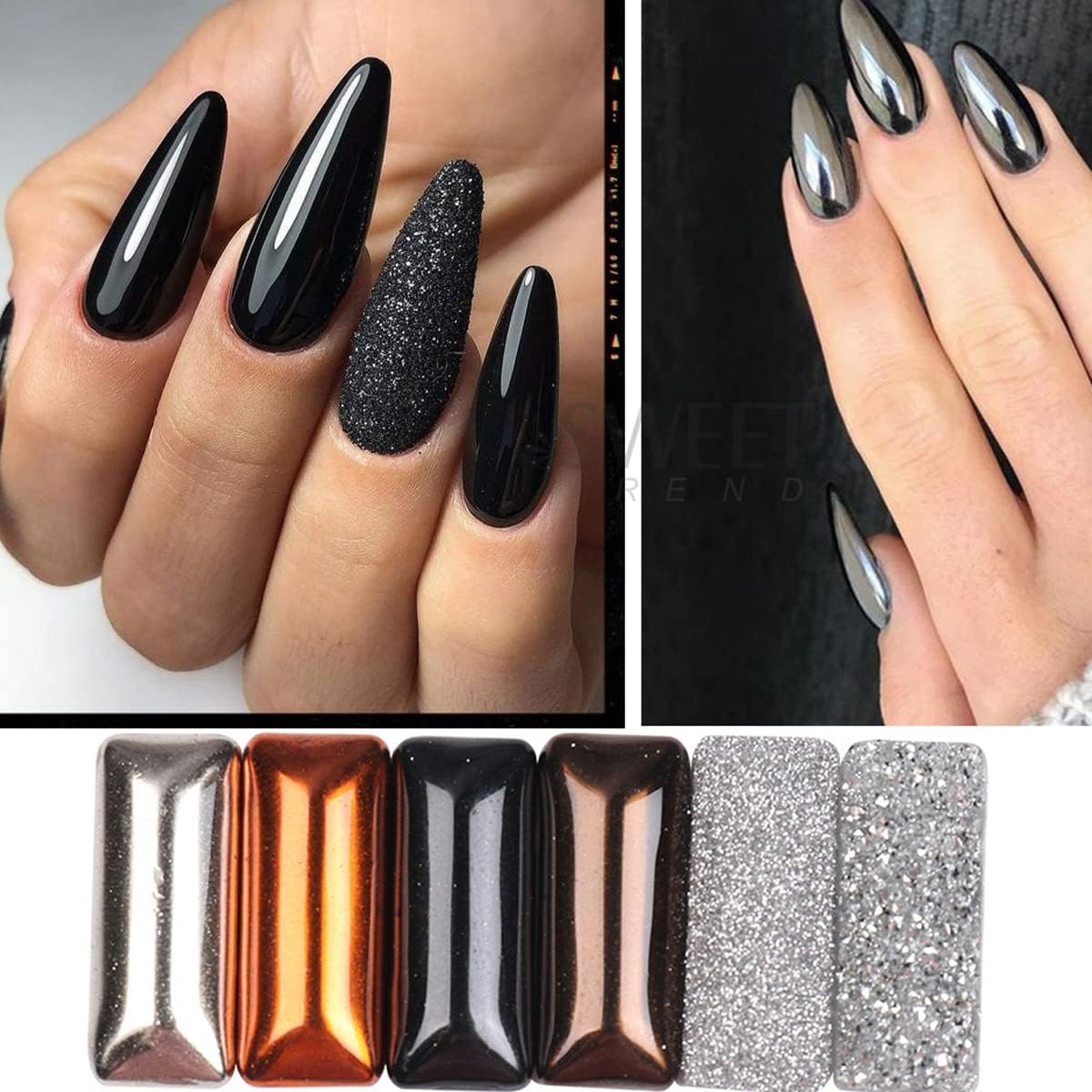 Black Chrome Nail Powder Glitter Pigment for Stunning Mirror Effect Nail Art - Image 3