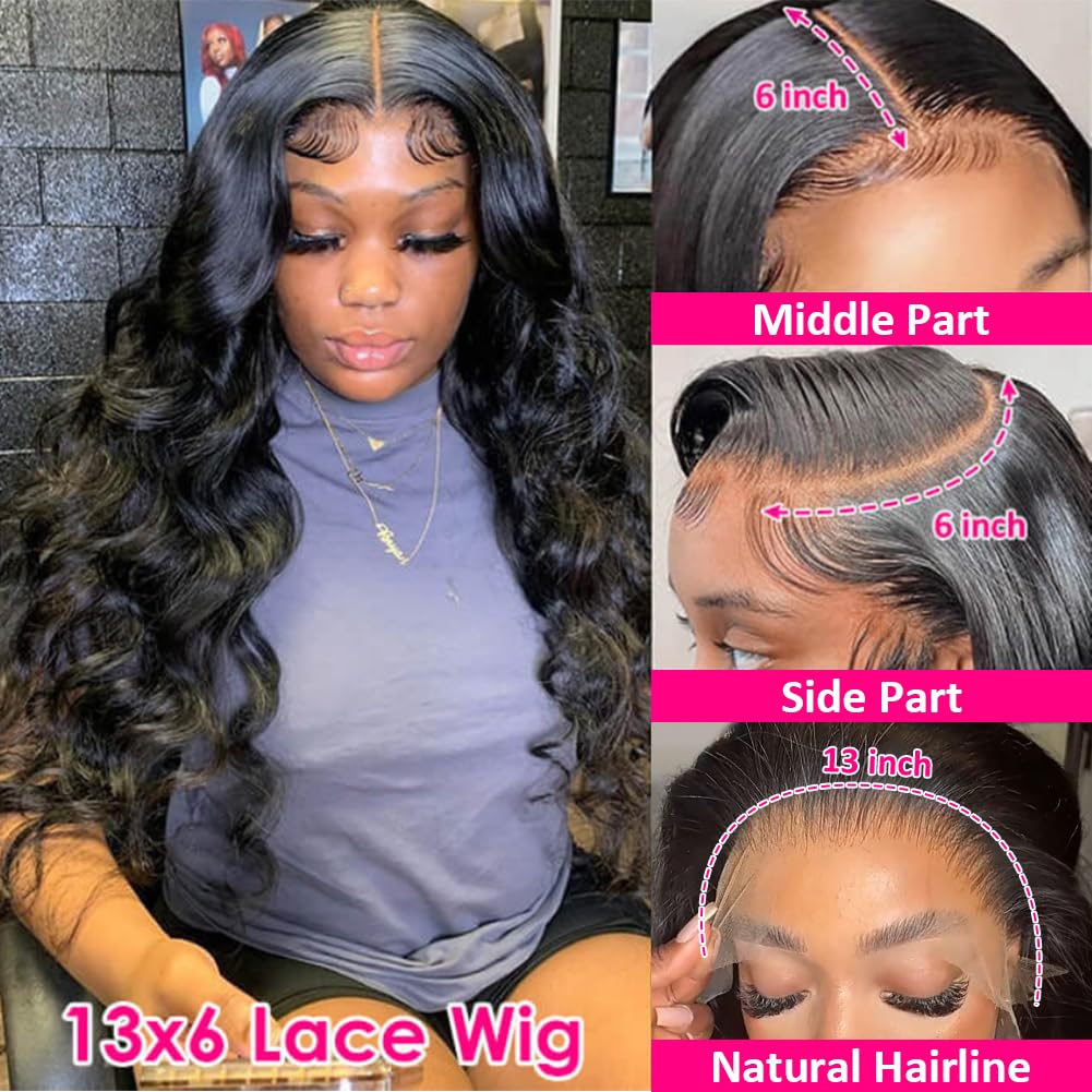Pizazz 13x6 Body Wave Lace Front Wigs Human Hair Pre Plucked 180 Density HD Transparent Lace Frontal Wigs Human Hair for Women 9A Glueless Wigs Human Hair with Baby Hair 26Inch - Image 2