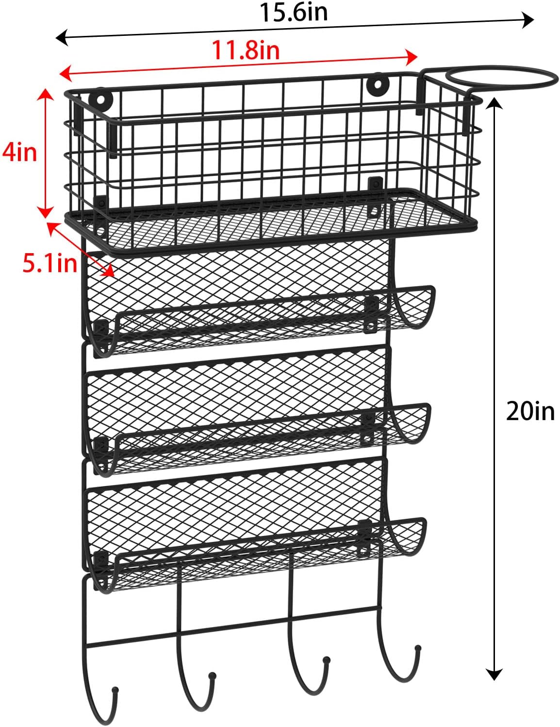 Wall-Mounted Hair Dryer Holder Styling Tool Organizer 4-Shelf Storage Wire Basket with Hook Heat Safe Rack for Hair-Straighteners,Curling Wands,Flat Iron,Perfume,Cabinet Door Bathroom Kitchen - Image 9