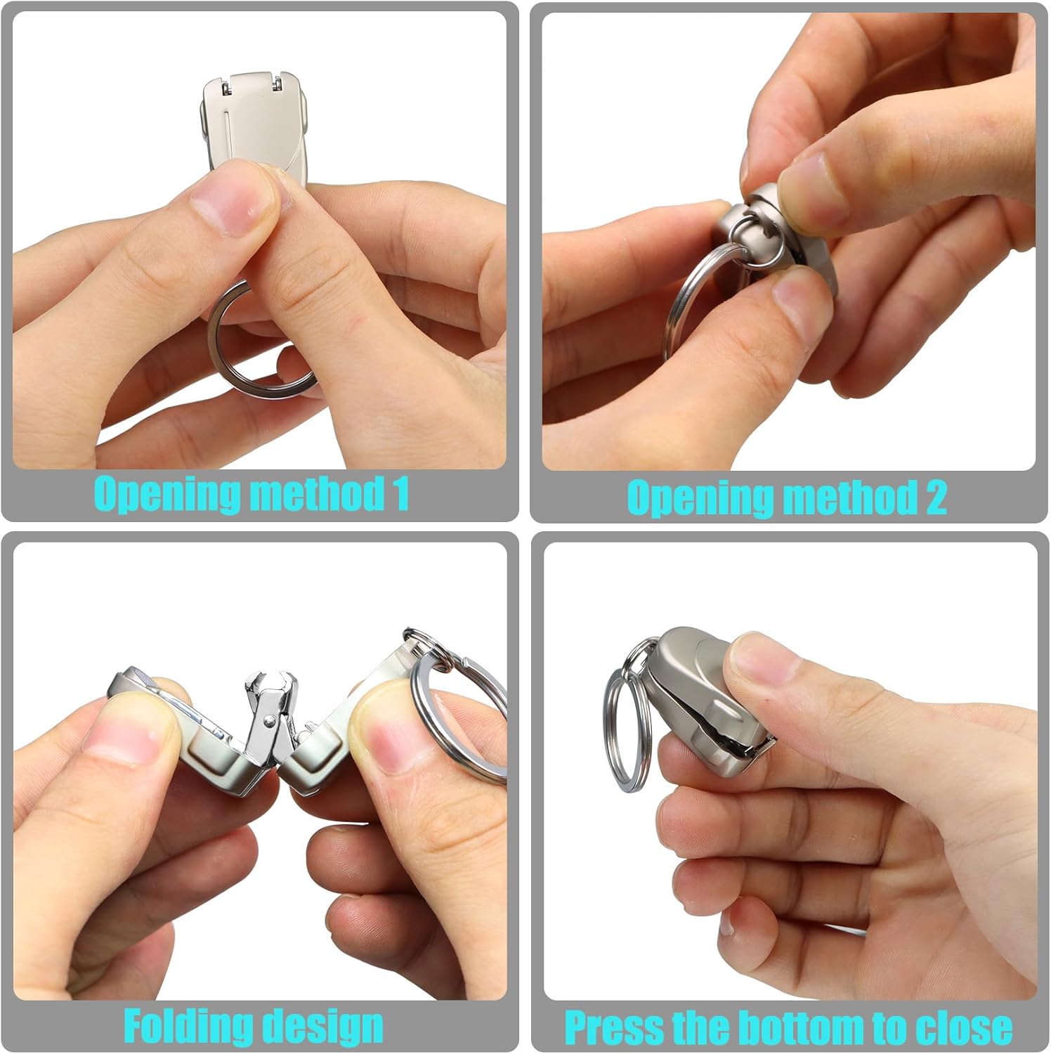 Portable Folding Mini Nail Clippers,All Metal Compact Small Nail Trimmers with Backpack Patterns,Stainless Steel Nail Clippers Keychain Accessories for Travel,Keychain Nail Clipper - Image 5