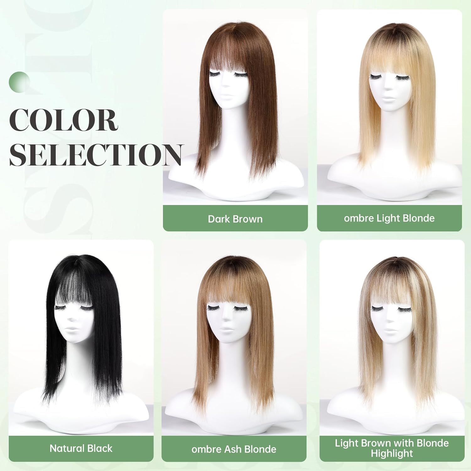 Starluck 16 inch Women's Honey Brown Real Human Hair Toppers with Bangs - 9*9 Large Base, Adds Volume, Covers Grey Hair Roots - Image 8