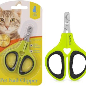 OneCut Pet Nail Clippers, Update Version Cat & Kitten Claw Nail Clippers for Trimming, Professional Pet Nail Clippers Best for a Cat, Puppy,Rabbit, Kitten & Small Dog,Sharp & Safe (Green)