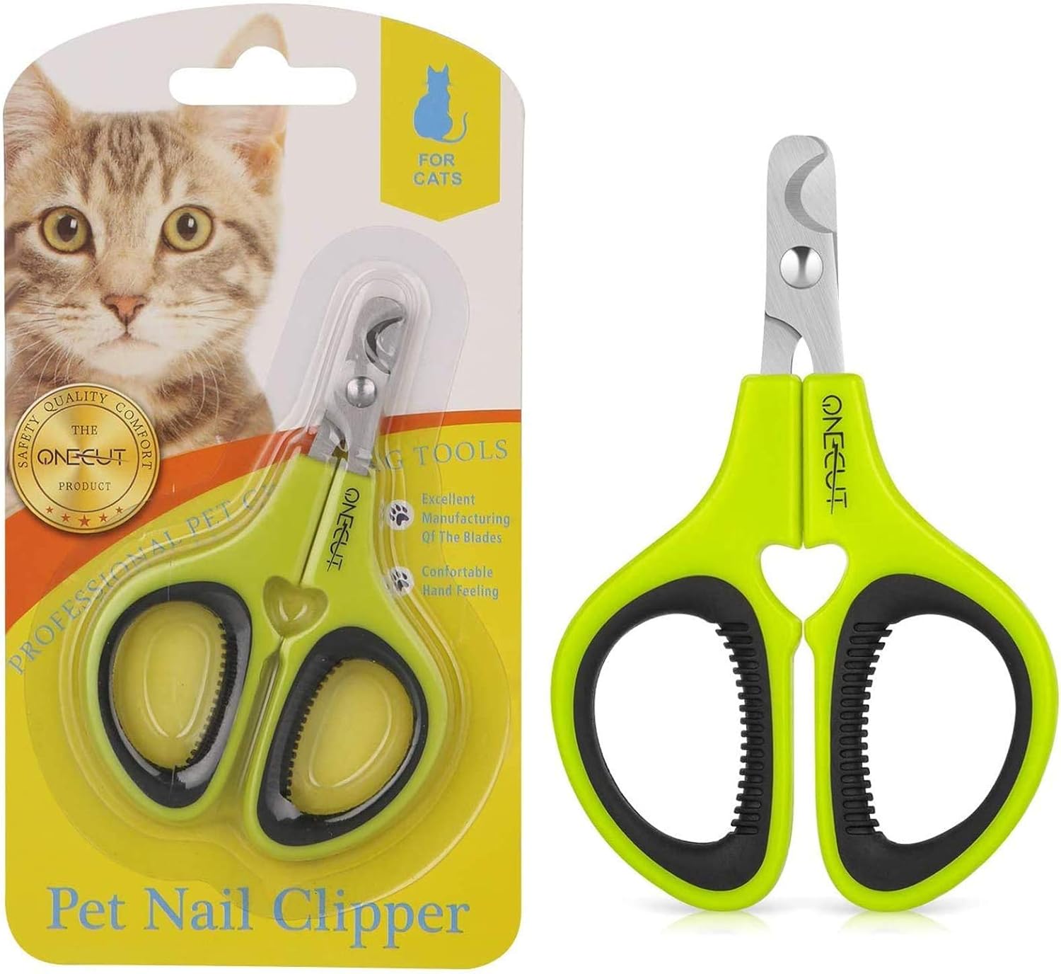 OneCut Pet Nail Clippers, Update Version Cat & Kitten Claw Nail Clippers for Trimming, Professional Pet Nail Clippers Best for a Cat, Puppy,Rabbit, Kitten & Small Dog,Sharp & Safe (Green)