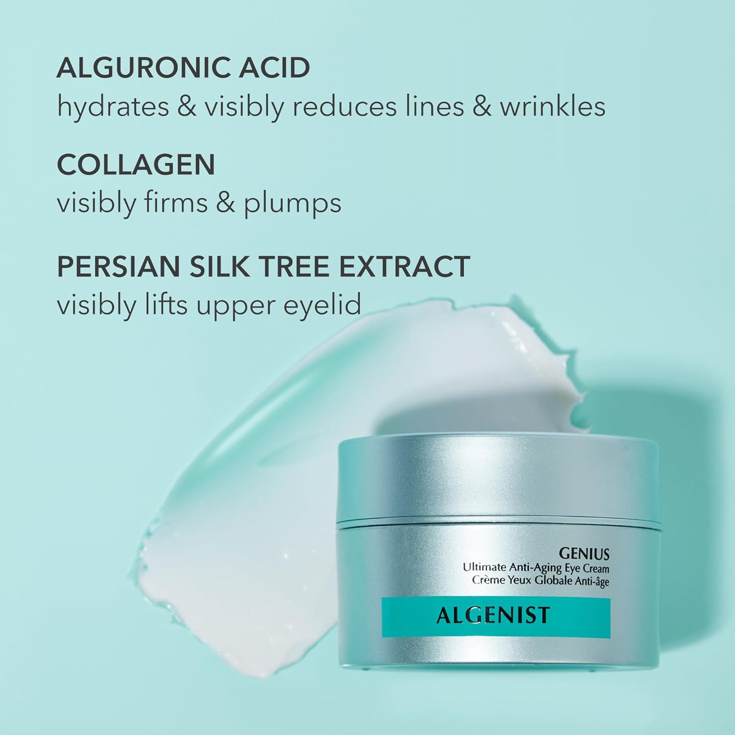 Algenist GENIUS Ultimate Anti-Aging Eye Cream - Firming Under Eye Cream with Collagen + Microalgae Oil - Helps to Visibly Plump, Smooth and Restore Radiance To Delicate Eye Area (15ml) - Image 2