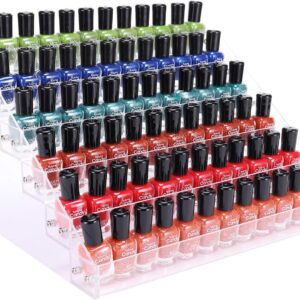 Clear Nail Polish Paint Organizer Holder Rack Shelf 6 Tier Acrylic Tattoo Ink Essential Oil Display Stand Holds Up to 48-96 Bottles for Table (Fit 1-2oz Bottles)