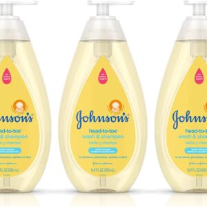 Johnson's Head-To-Toe Gentle Baby Body Wash & Shampoo, Tear-Free, Sulfate-Free & Hypoallergenic Bath Wash & Shampoo for Baby's Sensitive Skin & Hair, Washes Away 99.9% Of Germs 16.9 fl. oz (Pack of 3)