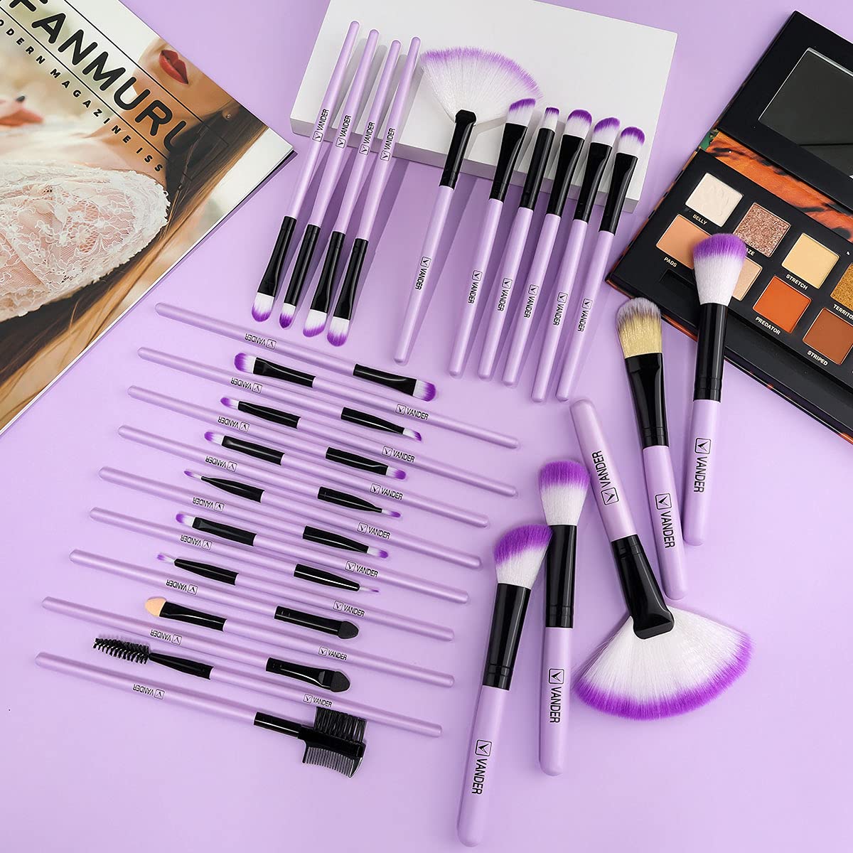 Make up Brushes, VANDER Professional 32pcs Makeup Brush Set, Makeup Brushes Set Foundation Blending Cosmetic Brush Set Kit,Purple - Image 7