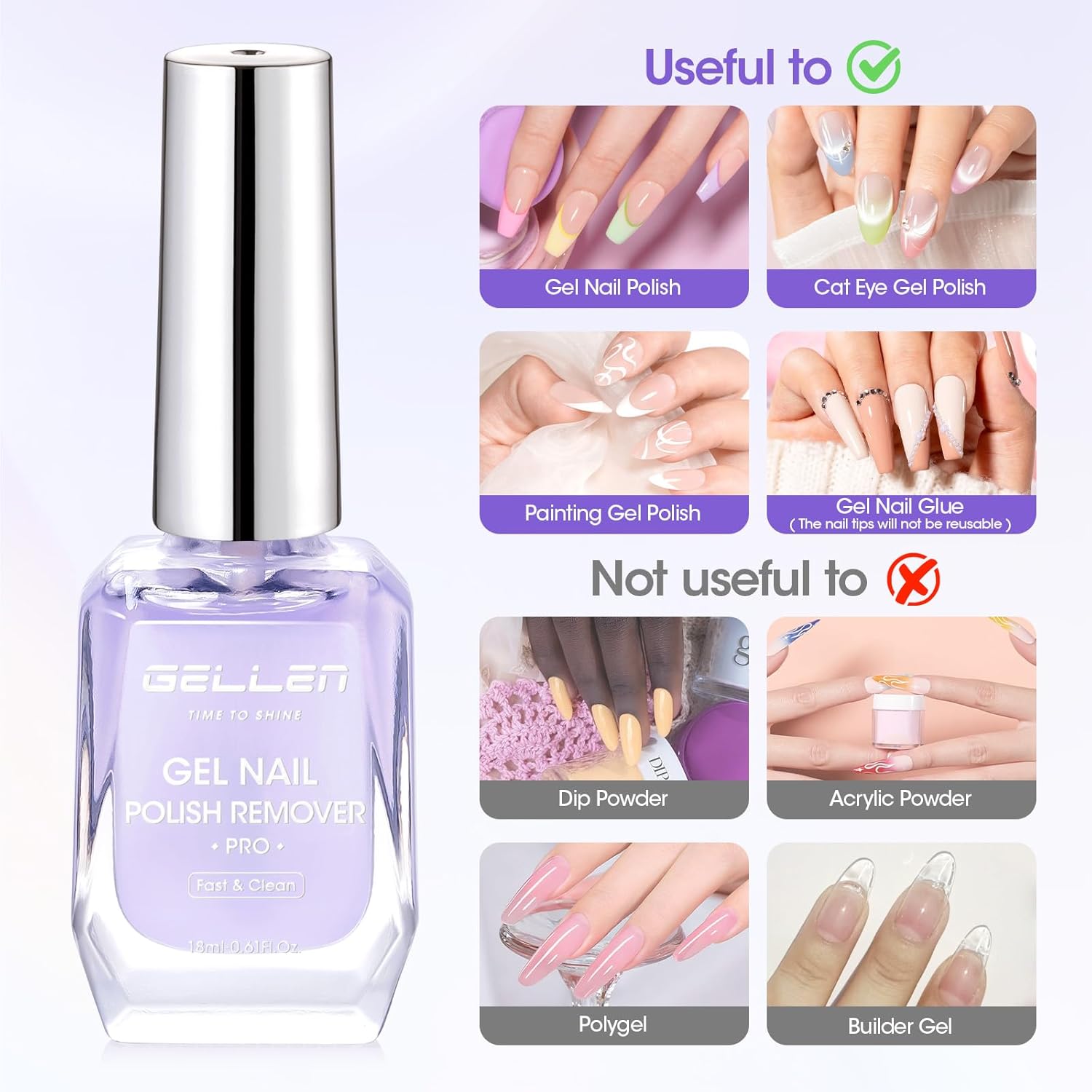 Gellen Gel Nail Polish Remover, Gel Remover for Nails Quickly in 2-5 Minutes, Easy Use No Need to Soak or Wrap, Professional Nail Gel Remover Kit - Image 5