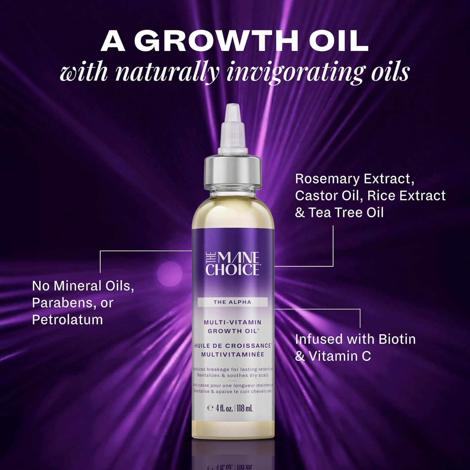 The Mane Choice Alpha Multi-Vitamin Scalp Hair Growth Oil, 4 Fl Oz, 1 Pack, Nourishing Scalp Oil with Biotin, Vitamin C, Rosemary, Rice Extract, Jojoba, Tea Tree & Castor Oil, Lightweight & Non-Greasy - Image 4